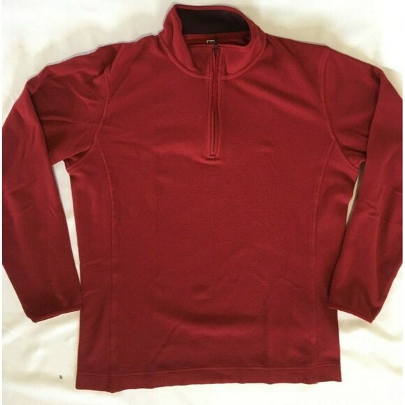 Uniqlo Women Fleece Jacket Sweater 1/4 Zip Size M Burgundy Lightweight Pullover - Picture 3 of 8
